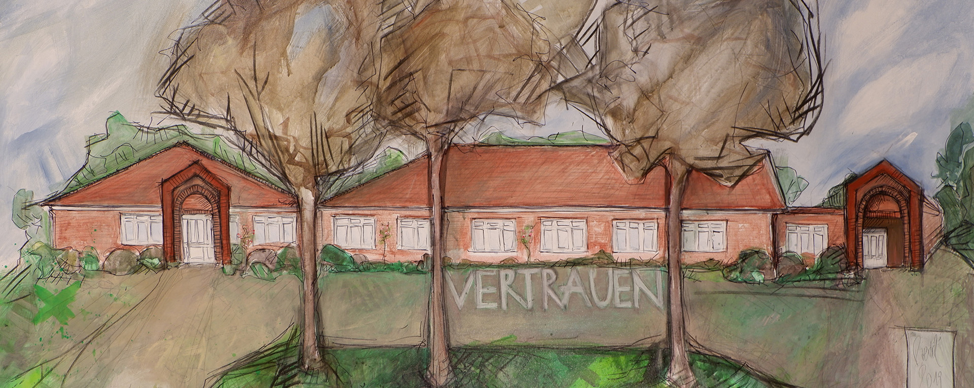 Haus Bönne als Zeichnung